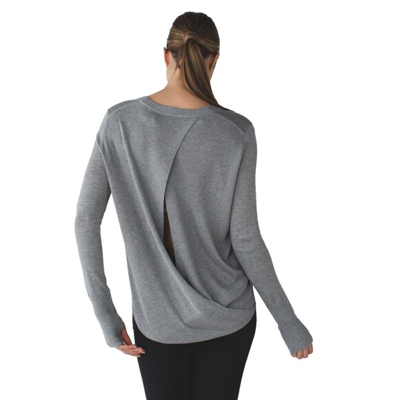 Lululemon Bring it Backbend Sweater Cashmere Blend Gray Size 2 - Picture 5 of 14